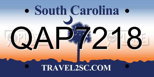 QAP7218 South Carolina License Plate