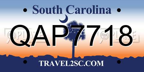 QAP7718 South Carolina License Plate