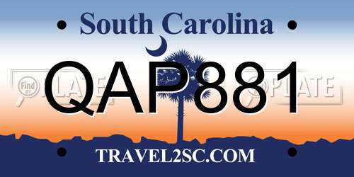 QAP881 South Carolina License Plate