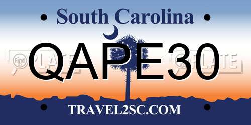 QAPE30 South Carolina License Plate