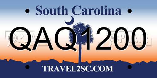 QAQ1200 South Carolina License Plate
