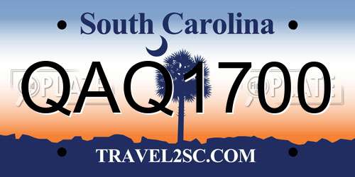 QAQ1700 South Carolina License Plate