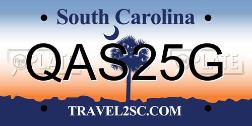 QAS25G South Carolina License Plate
