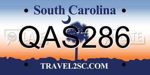 QAS286 South Carolina License Plate