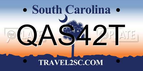 QAS42T South Carolina License Plate