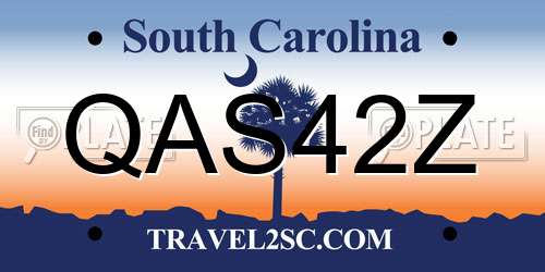 QAS42Z South Carolina License Plate