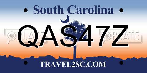 QAS47Z South Carolina License Plate