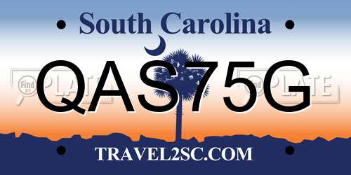 QAS75G South Carolina License Plate