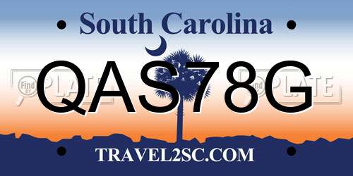 QAS78G South Carolina License Plate