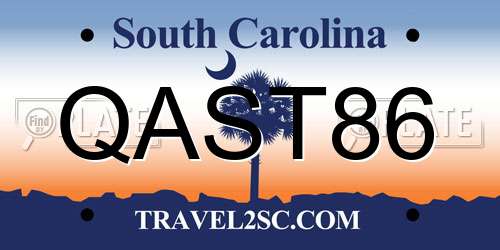 QAST86 South Carolina License Plate