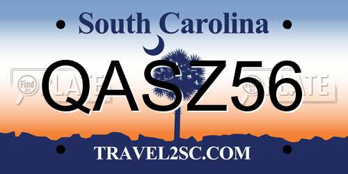 QASZ56 South Carolina License Plate