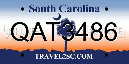 QAT3486 South Carolina License Plate