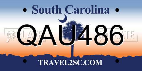 QAU486 South Carolina License Plate