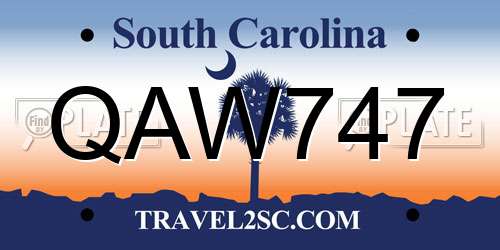 QAW747 South Carolina License Plate