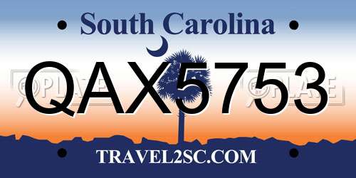 QAX5753 South Carolina License Plate