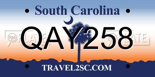 QAY258 South Carolina License Plate
