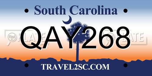 QAY268 South Carolina License Plate