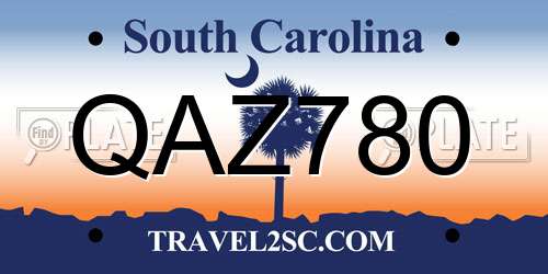 QAZ780 South Carolina License Plate