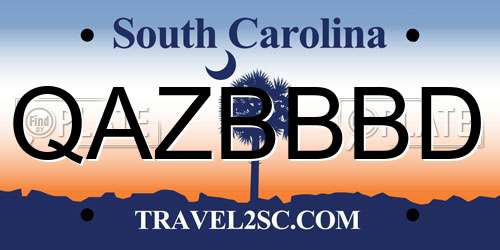 QAZBBBD South Carolina License Plate