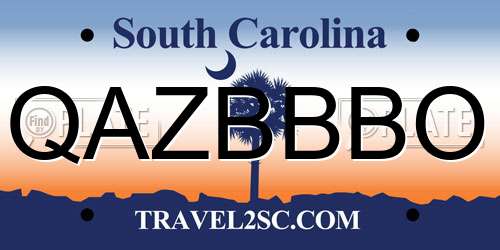 QAZBBBO South Carolina License Plate