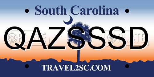QAZSSSD South Carolina License Plate