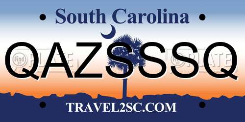 QAZSSSQ South Carolina License Plate