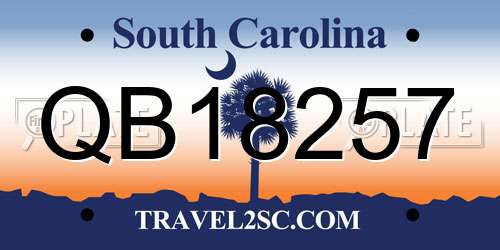 QB18257 South Carolina License Plate