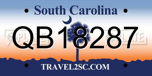 QB18287 South Carolina License Plate