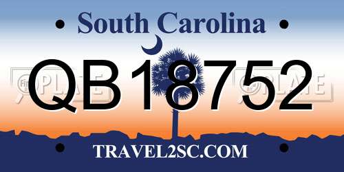 QB18752 South Carolina License Plate
