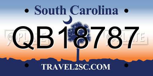 QB18787 South Carolina License Plate