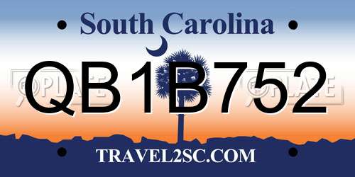 QB1B752 South Carolina License Plate