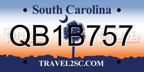 QB1B757 South Carolina License Plate