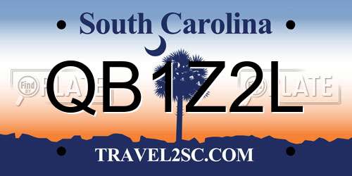 QB1Z2L South Carolina License Plate