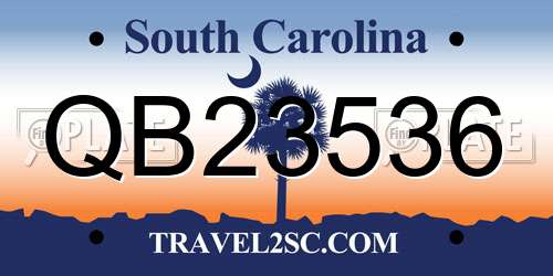 QB23536 South Carolina License Plate