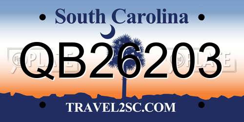 QB26203 South Carolina License Plate