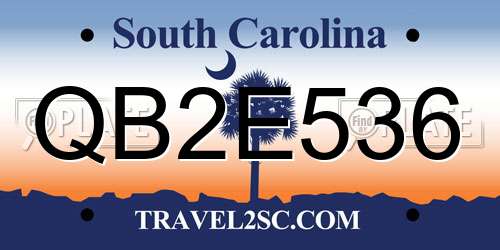 QB2E536 South Carolina License Plate
