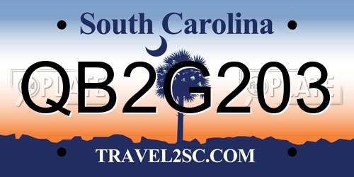 QB2G203 South Carolina License Plate
