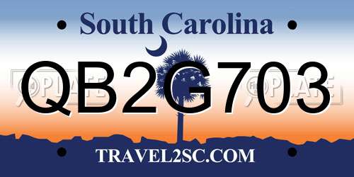 QB2G703 South Carolina License Plate