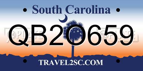 QB2O659 South Carolina License Plate