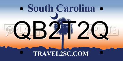 QB2T2Q South Carolina License Plate