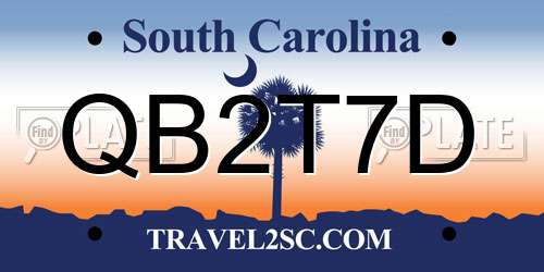 QB2T7D South Carolina License Plate