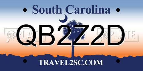 QB2Z2D South Carolina License Plate