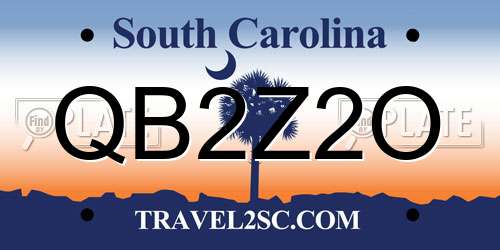 QB2Z2O South Carolina License Plate