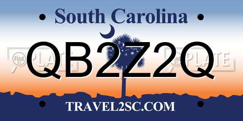 QB2Z2Q South Carolina License Plate