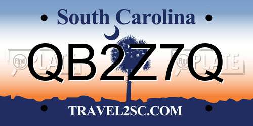 QB2Z7Q South Carolina License Plate