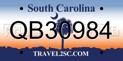 QB30984 South Carolina License Plate