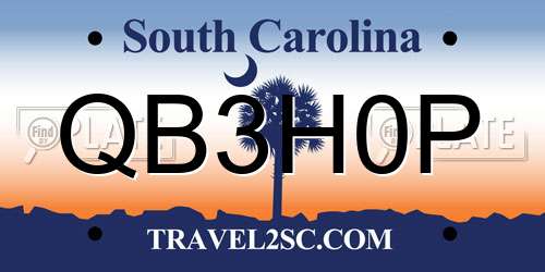 QB3H0P South Carolina License Plate