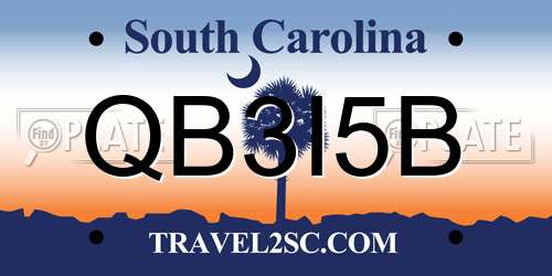 QB3I5B South Carolina License Plate