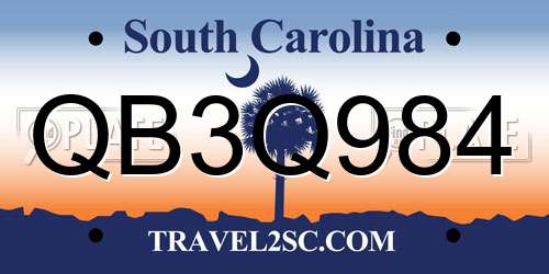 QB3Q984 South Carolina License Plate