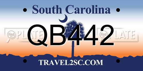 QB442 South Carolina License Plate